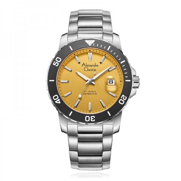 Alexandre Christie AC 6141 Silver Yellow Steel Automatic MABSSYL